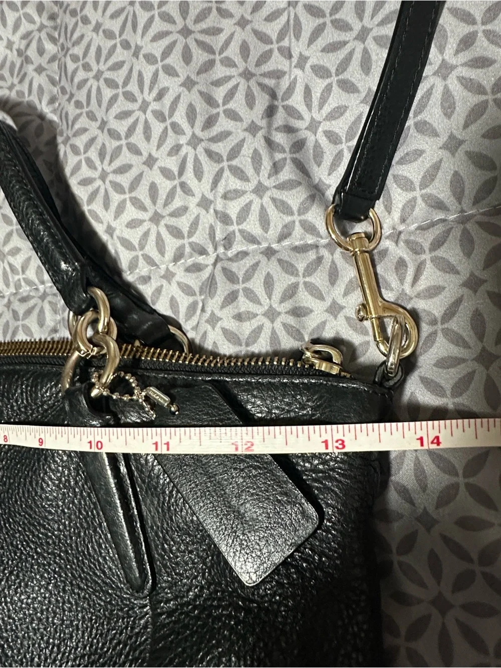 Coach Black Pebbled Leather Shoulder Bag with Gold-Tone Hardware